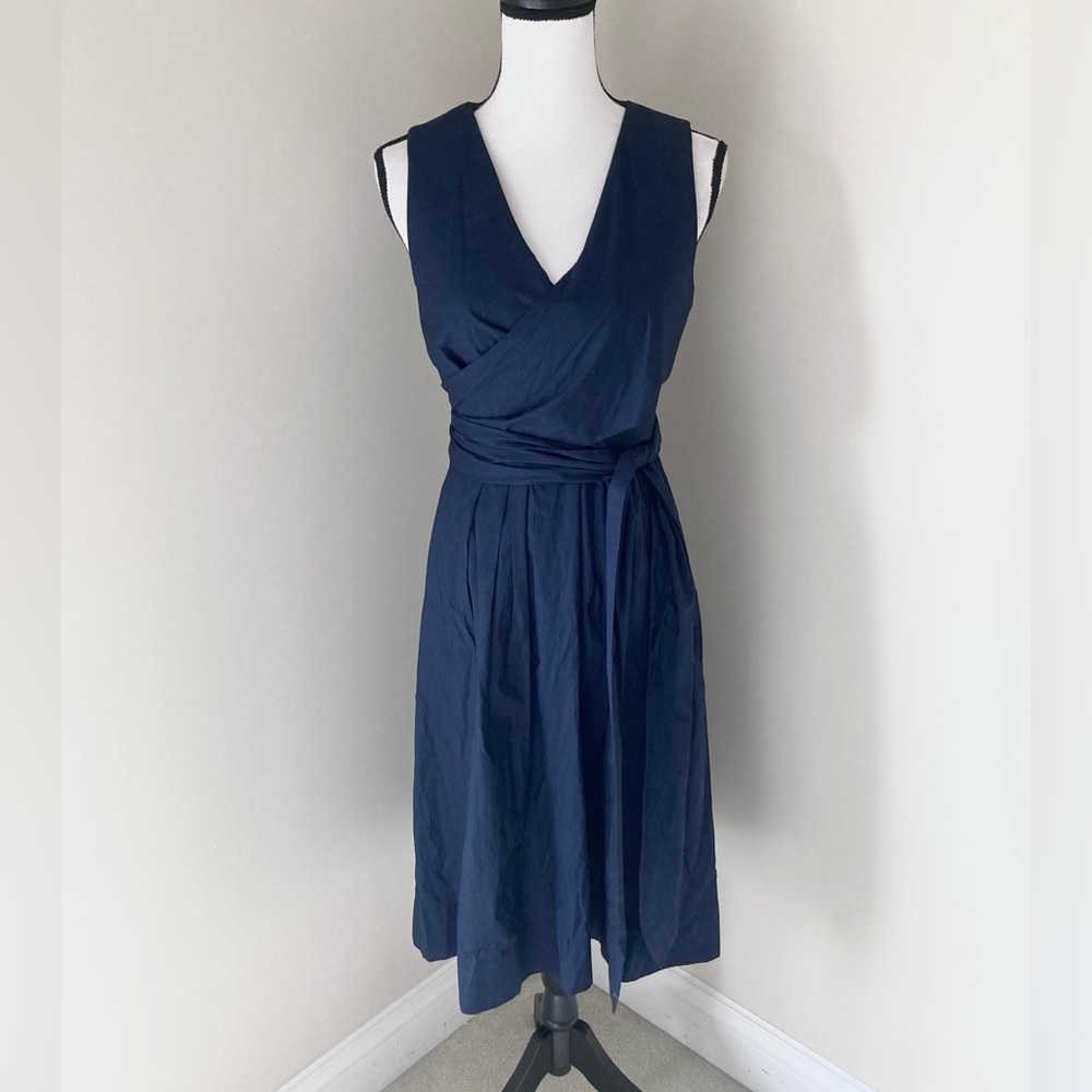 NWT J Crew Navy Sleeveless Wrap-top shirt-dress Size 6 - Picture 3 of 10